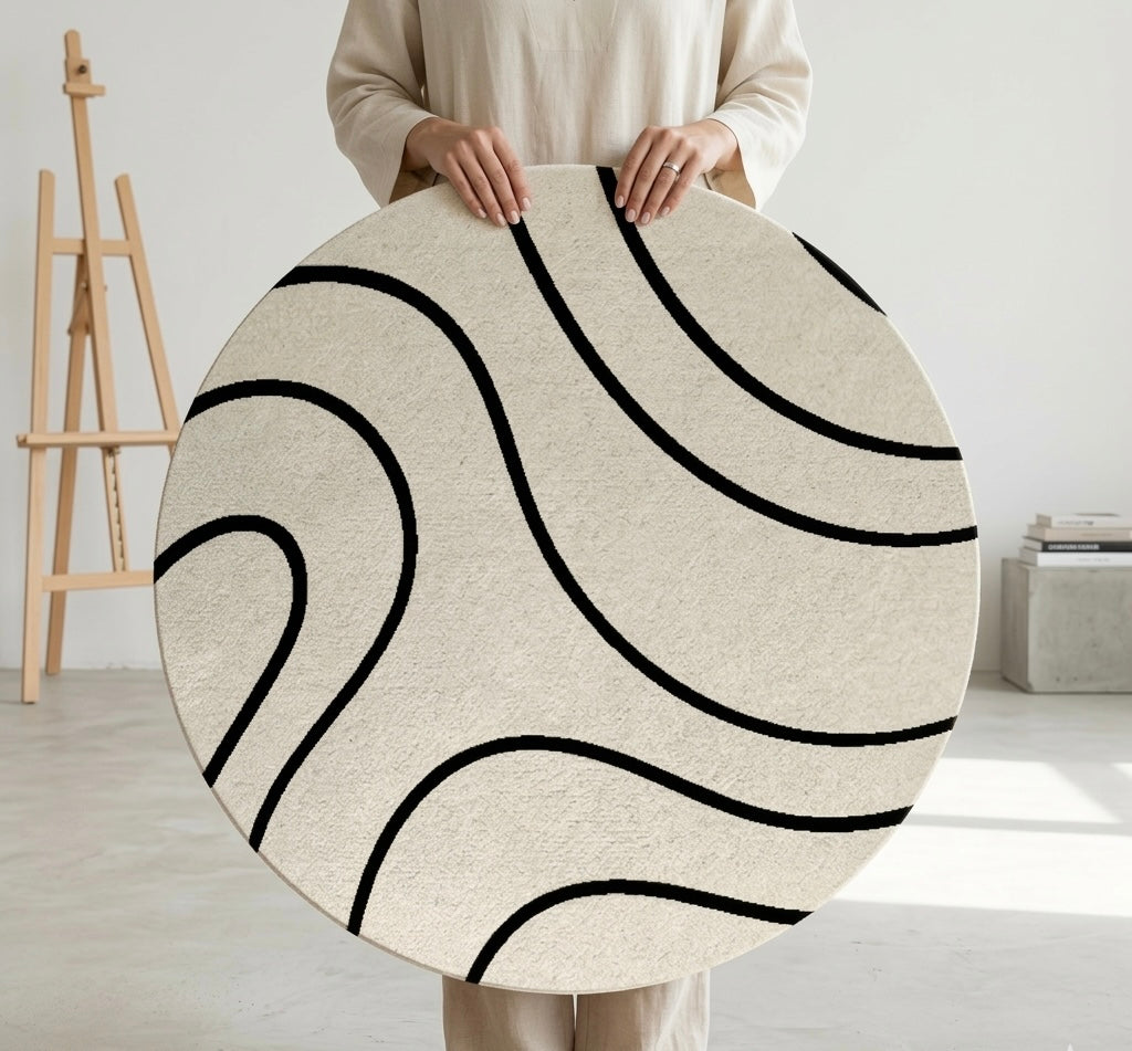 Round Zebra Print Rug