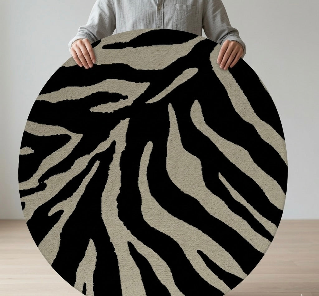 Zebra Stripes Round Area Rug.