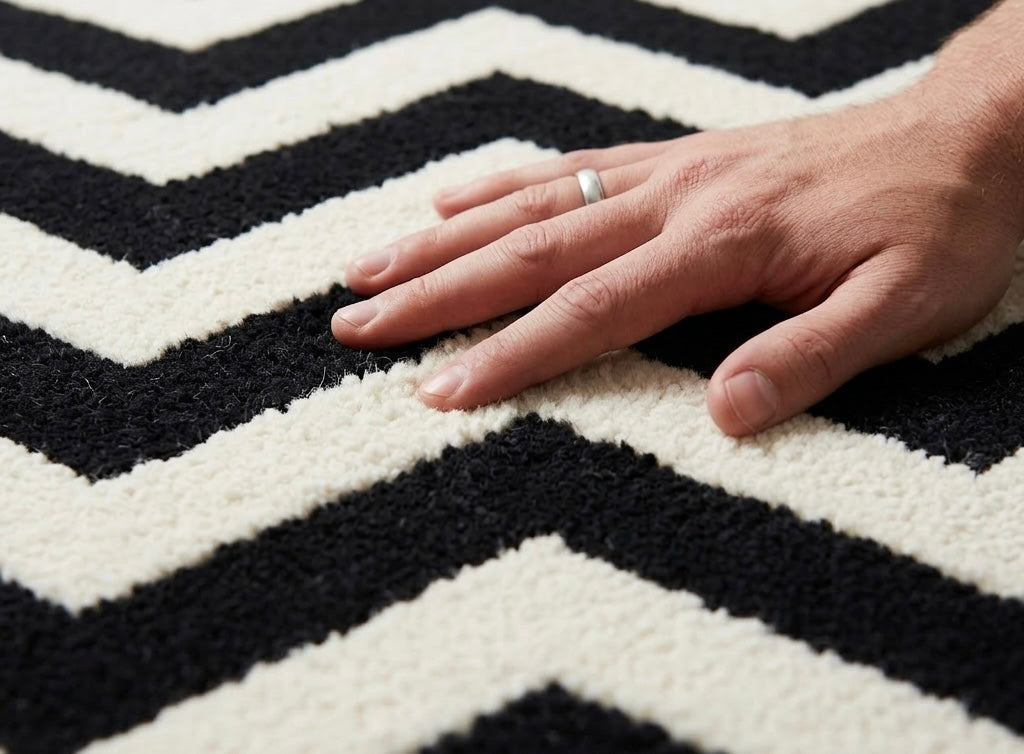 Black and White Chevron Round Rug