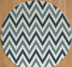 Blue Chevron Round Rug