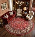 Red & Cream Floral Medallion Round Rug