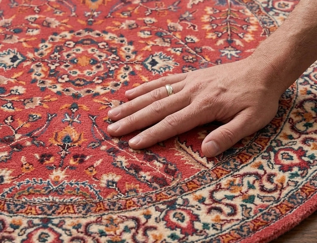 Red & Cream Floral Medallion Round Rug