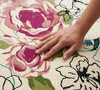 Pink and Ivory Floral Round Rug