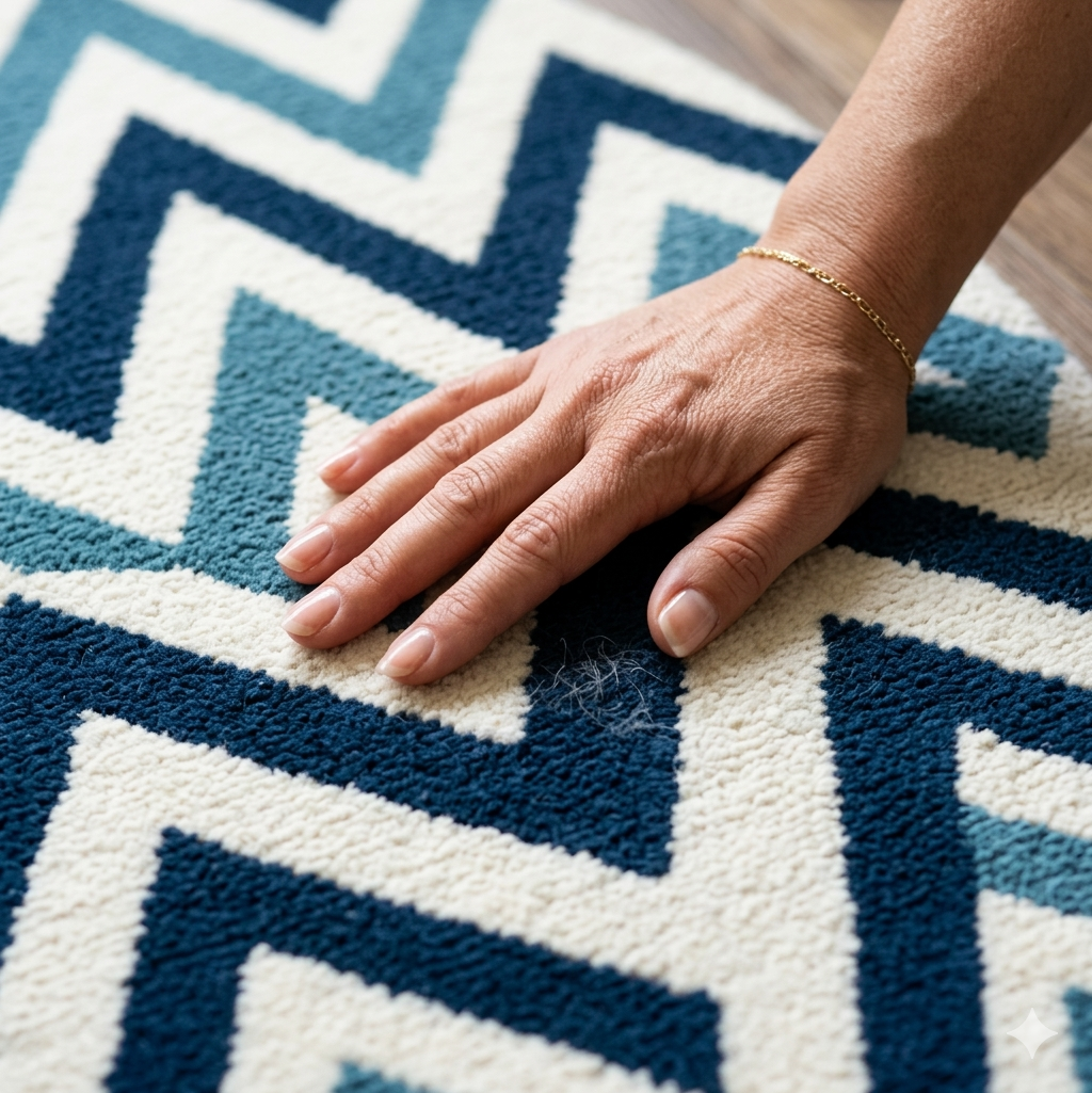 Blue Chevron Round Rug