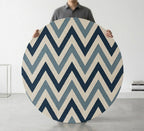 Blue Chevron Round Rug