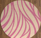 Neon Pink Zebra Round Rug.