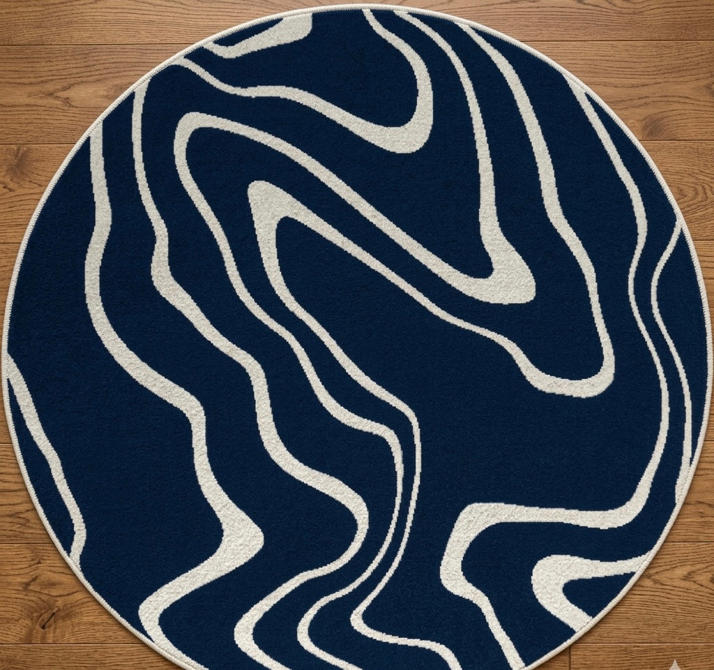 Strova Dusk Blue Round Rugs