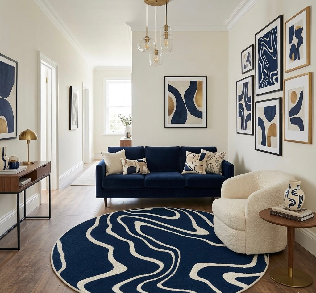Strova Dusk Blue Round Rugs