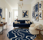 Strova Dusk Blue Round Rugs