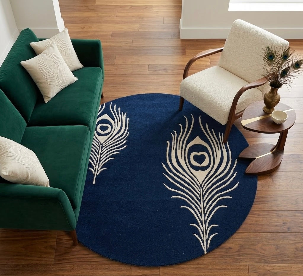 Peacock Feather Round Rug.