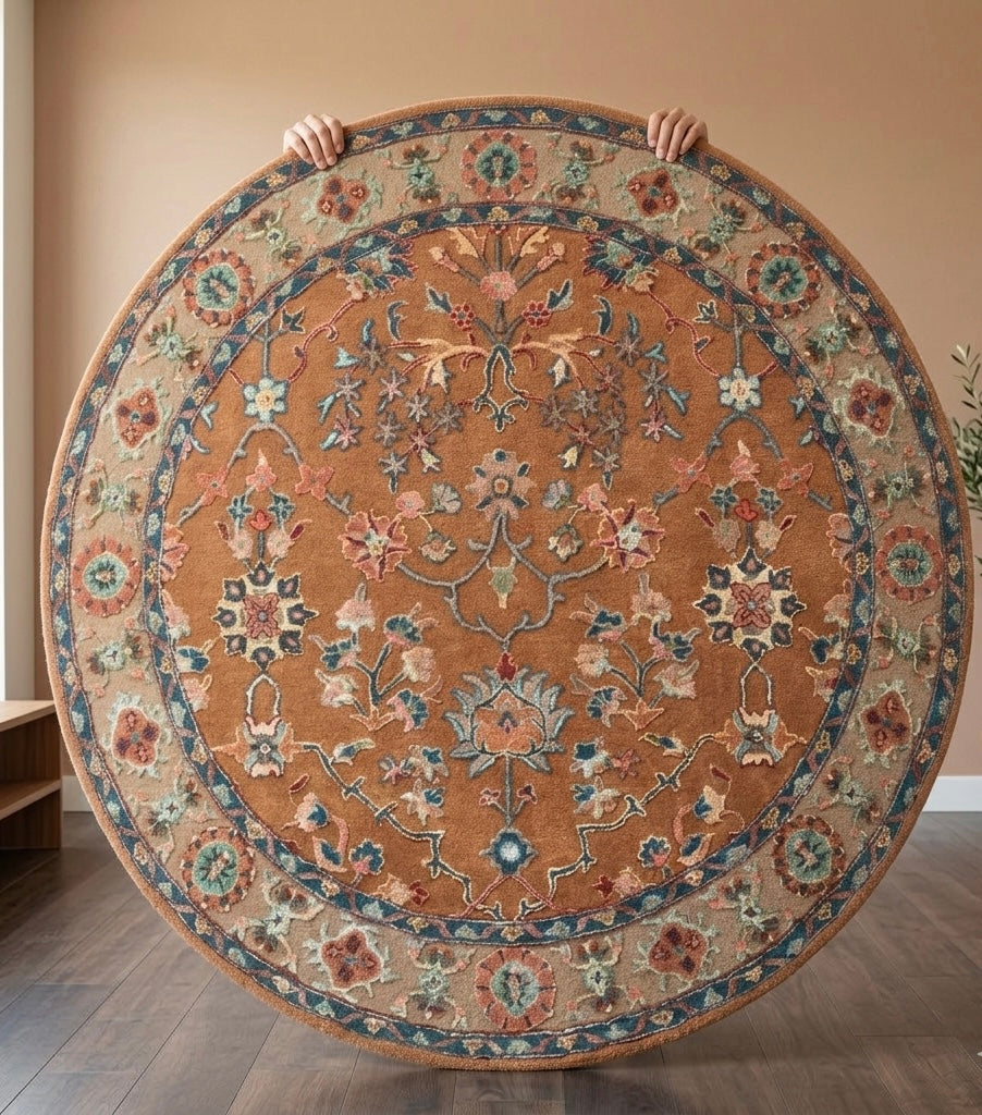 Wool Persian Medallion Round Carpet