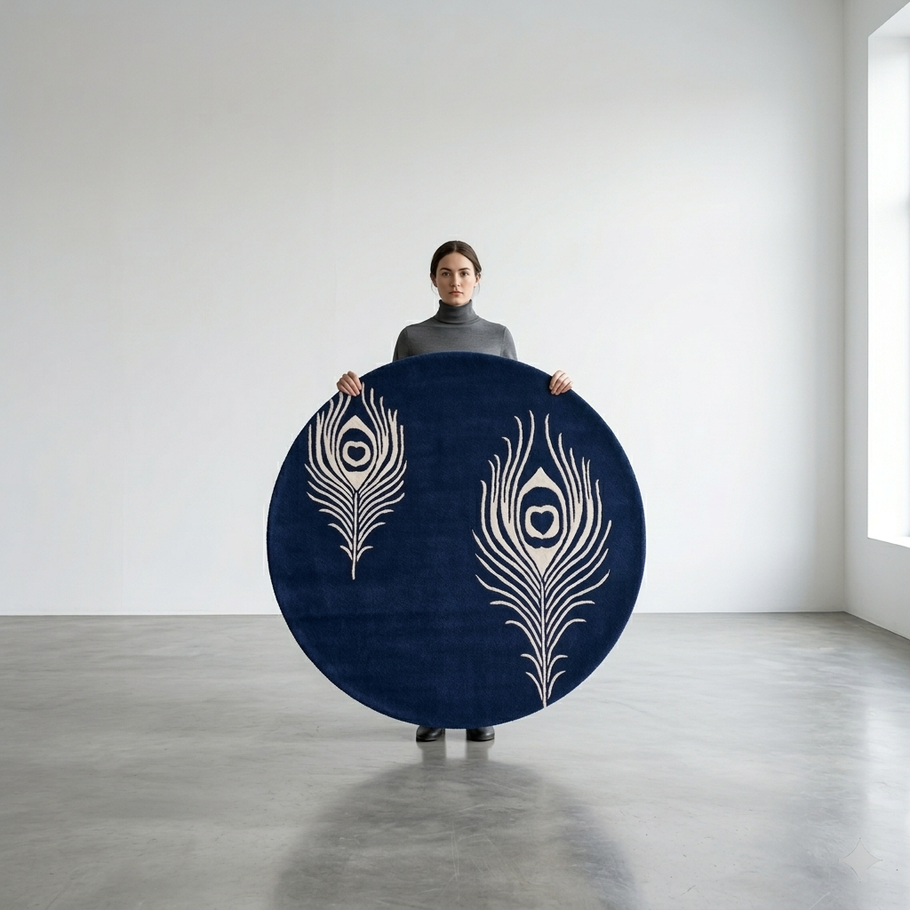 Peacock Feather Round Rug.