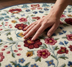 Blue Round Border Floral Area Rug