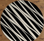 Diagonal Wavy Line Abstract Round Rug