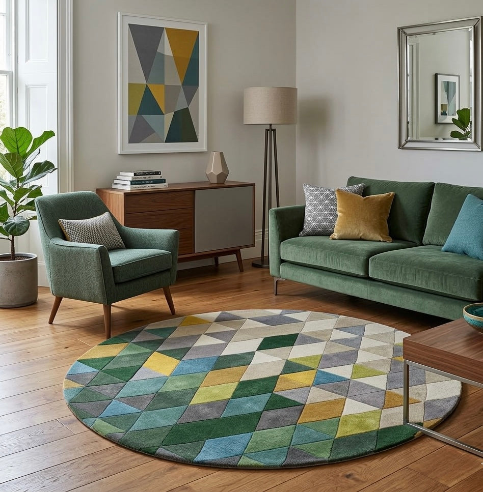 Mosaic Triangle Round Rugs