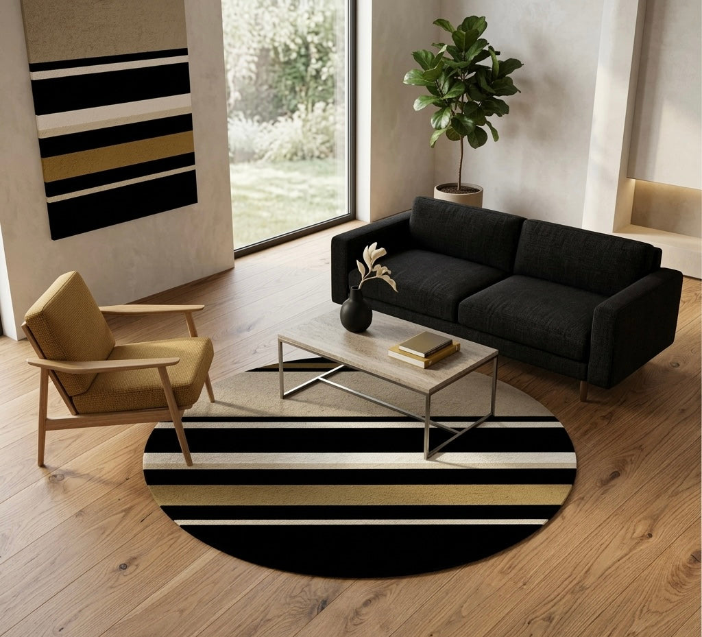 Linear Eclipse Round Rugs