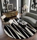 Diagonal Wavy Line Abstract Round Rug
