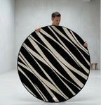 Diagonal Wavy Line Abstract Round Rug