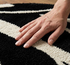 Diagonal Wavy Line Abstract Round Rug