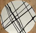 Abstract Hand-Drawn Lines Round Rug