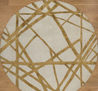 Gold Crossed Lines Round Rug