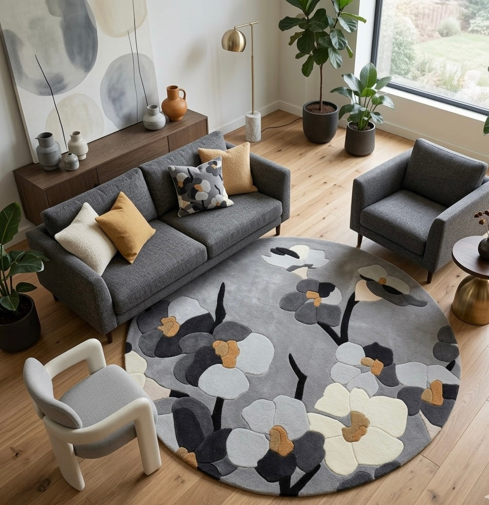 Sakura Floral Modern Round Rug
