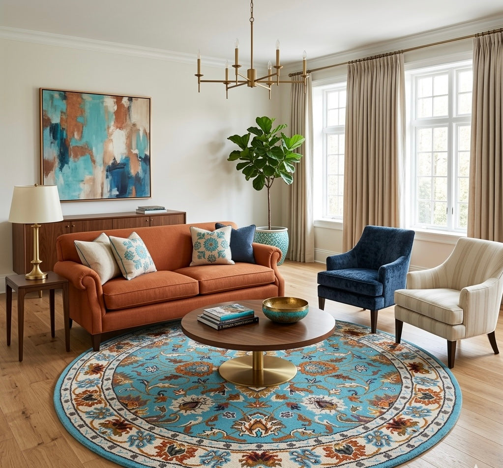 Traditional Floral Round Area Rug