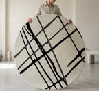 Abstract Hand-Drawn Lines Round Rug