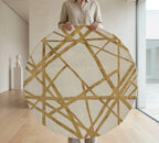 Gold Crossed Lines Round Rug