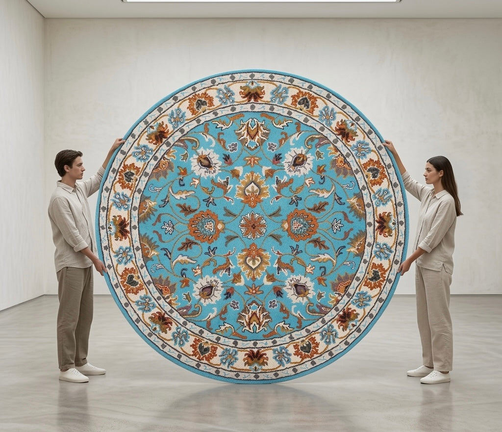Traditional Floral Round Area Rug