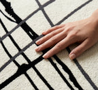 Abstract Hand-Drawn Lines Round Rug