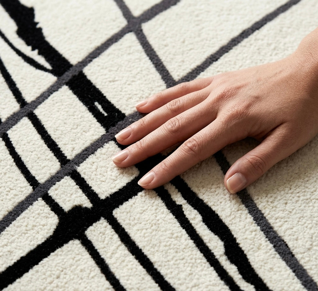 Abstract Hand-Drawn Lines Round Rug