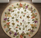 Ivory flower Round Rugs
