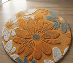 Rust flower Round Rugs