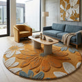 Rust flower Round Rugs