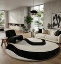Black and grey stripped Round Rugs