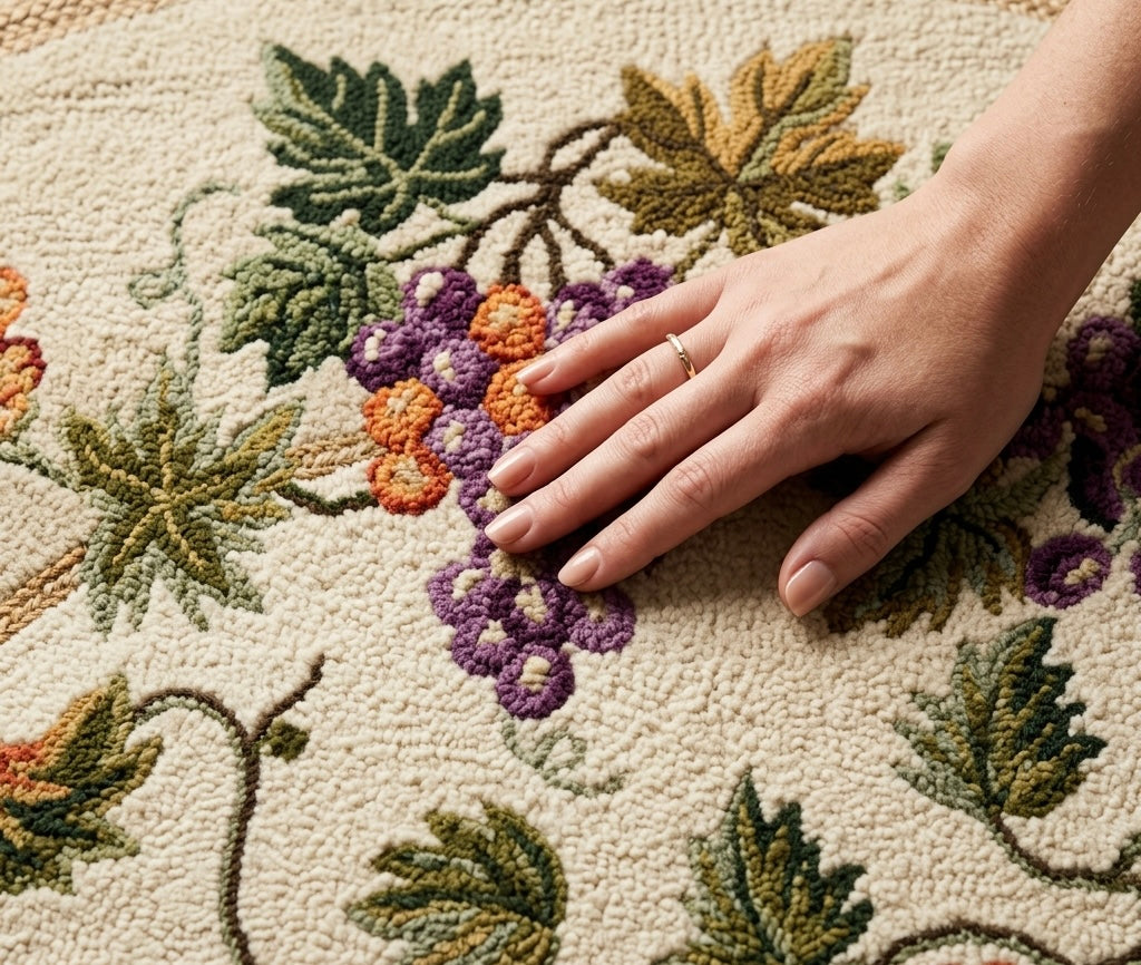 Ivory flower Round Rugs