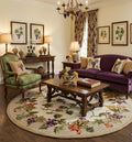 Ivory flower Round Rugs