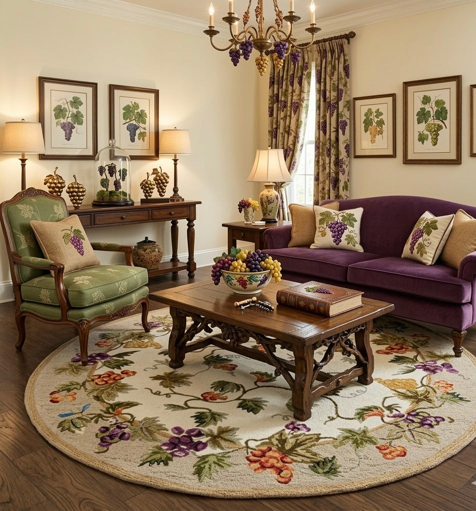 Ivory flower Round Rugs