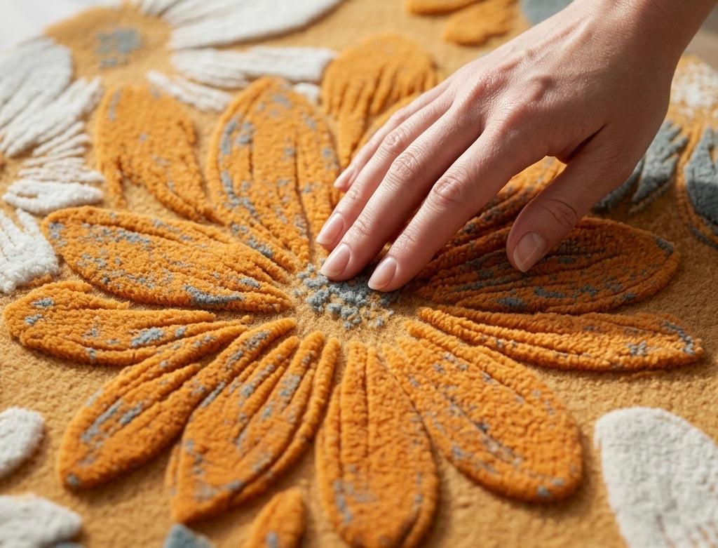 Rust flower Round Rugs