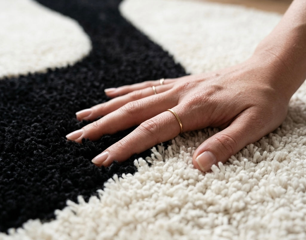 Black and grey stripped Round Rugs