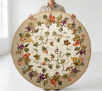 Ivory flower Round Rugs