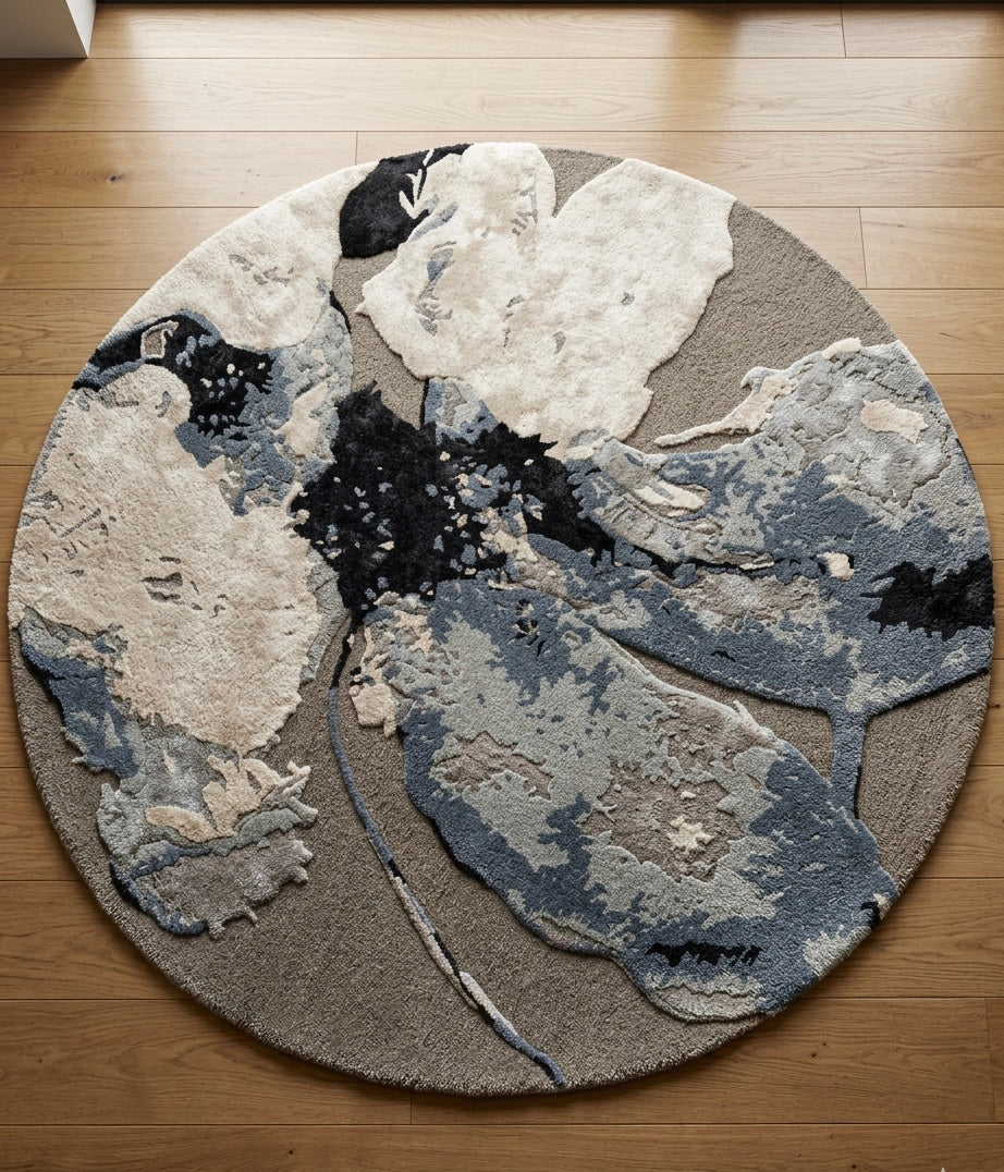 Abstract Floral Round Rug