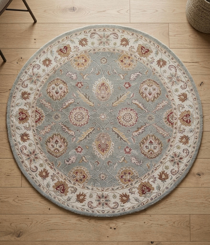floral oriental-style round rug
