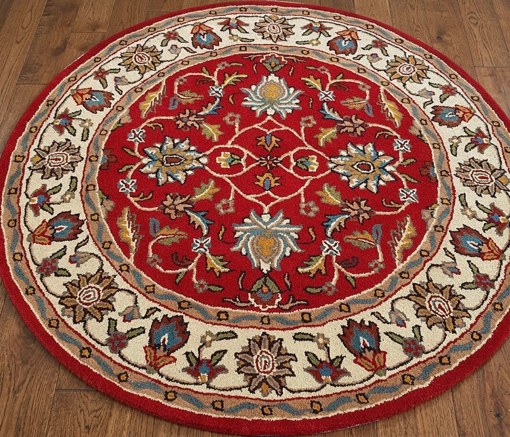 Classic Isfahan-Style Red Round Rug
