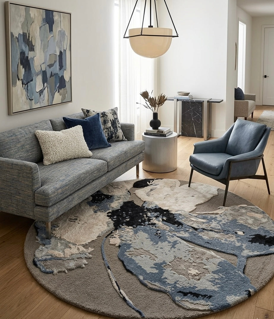 Abstract Floral Round Rug