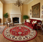 Classic Isfahan-Style Red Round Rug