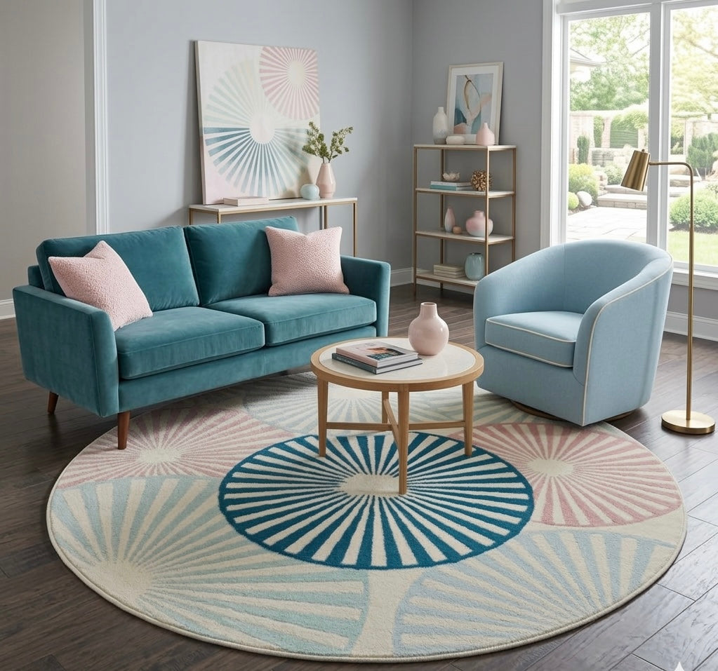 Modern Sunburst Round Rug