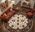 Traditional Floral Mandala Round Rug