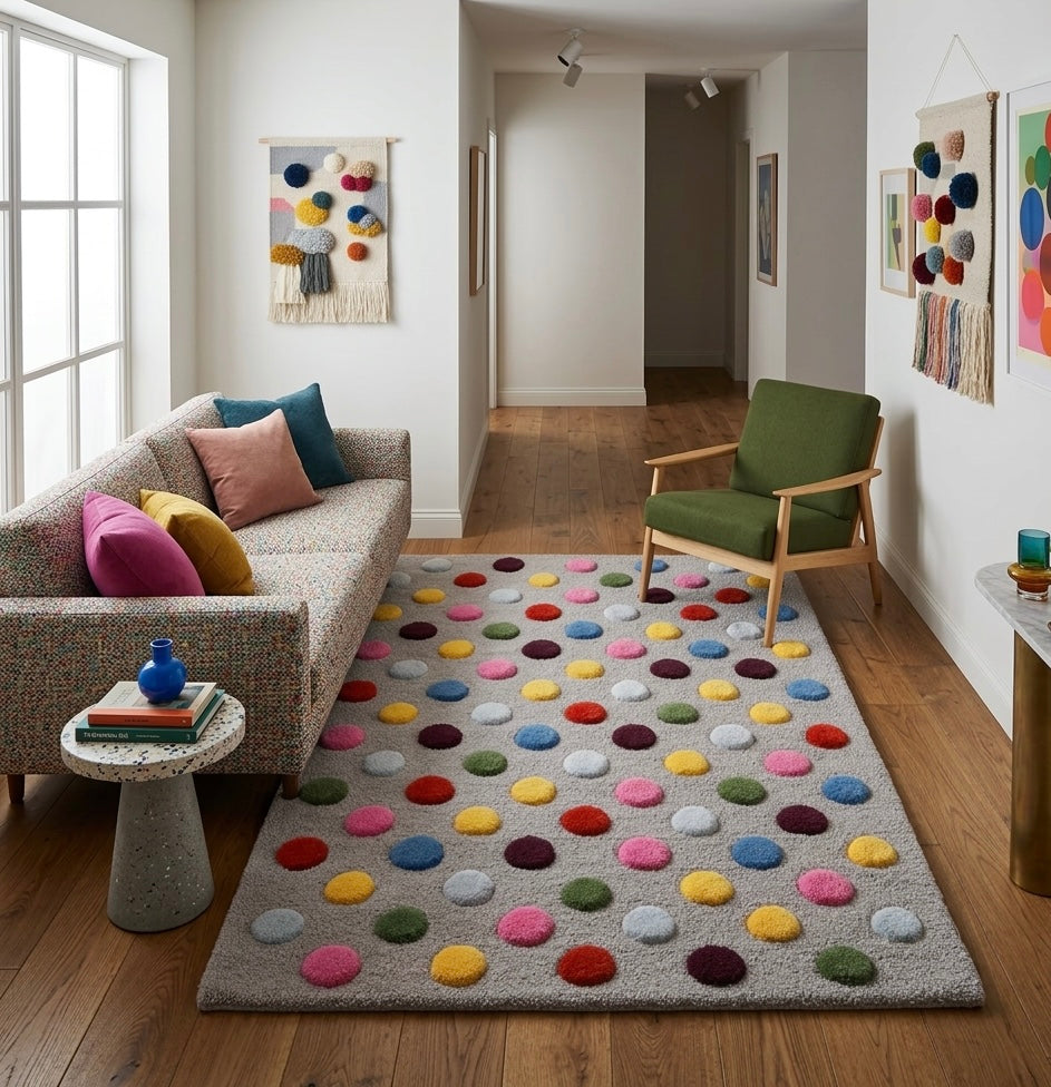 Hand-Tufted 3D Popcorn Dot Rug